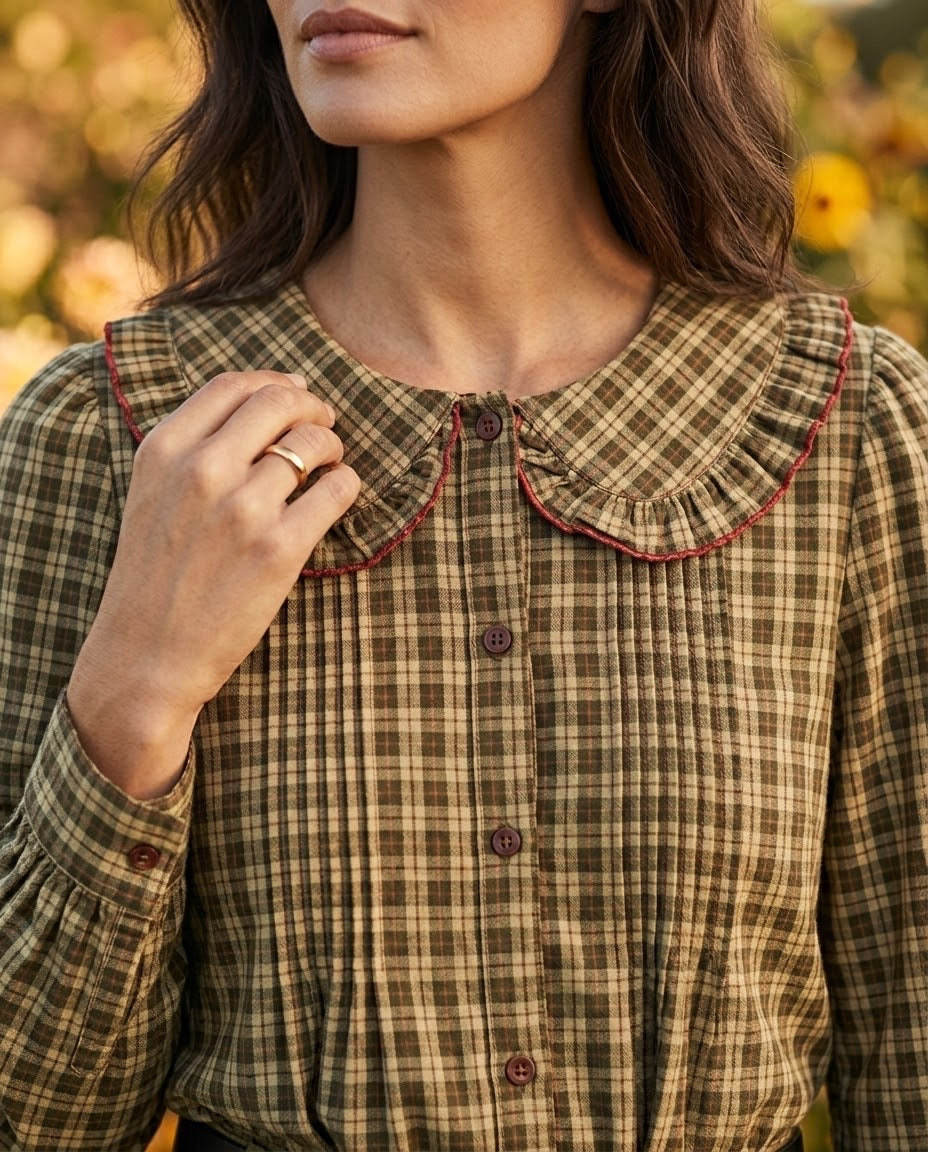 Chemise Col Claudine Imprimé Carreaux, La Garde-Robe de Nina - vue 3