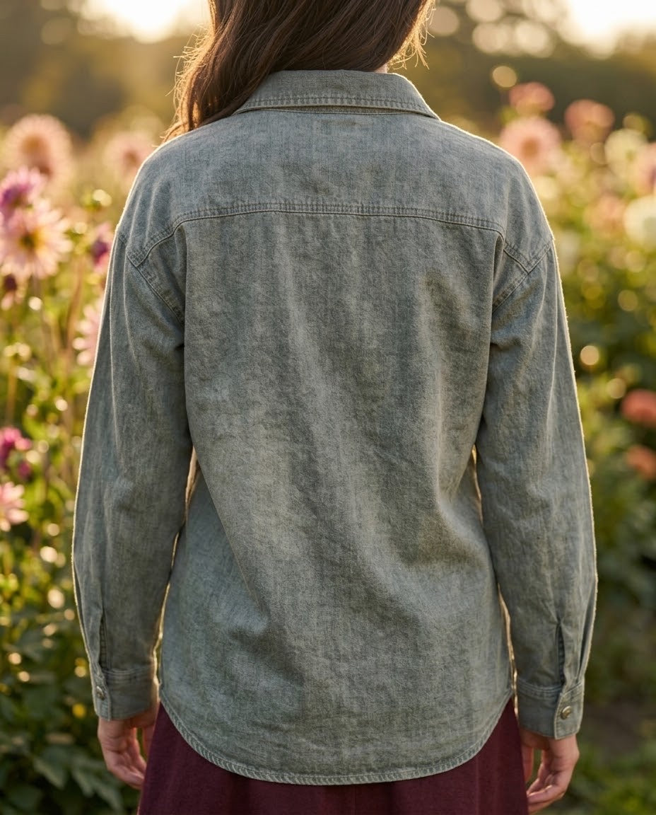 Chemise en jean brodée, La Garde-Robe de Nina - vue 4