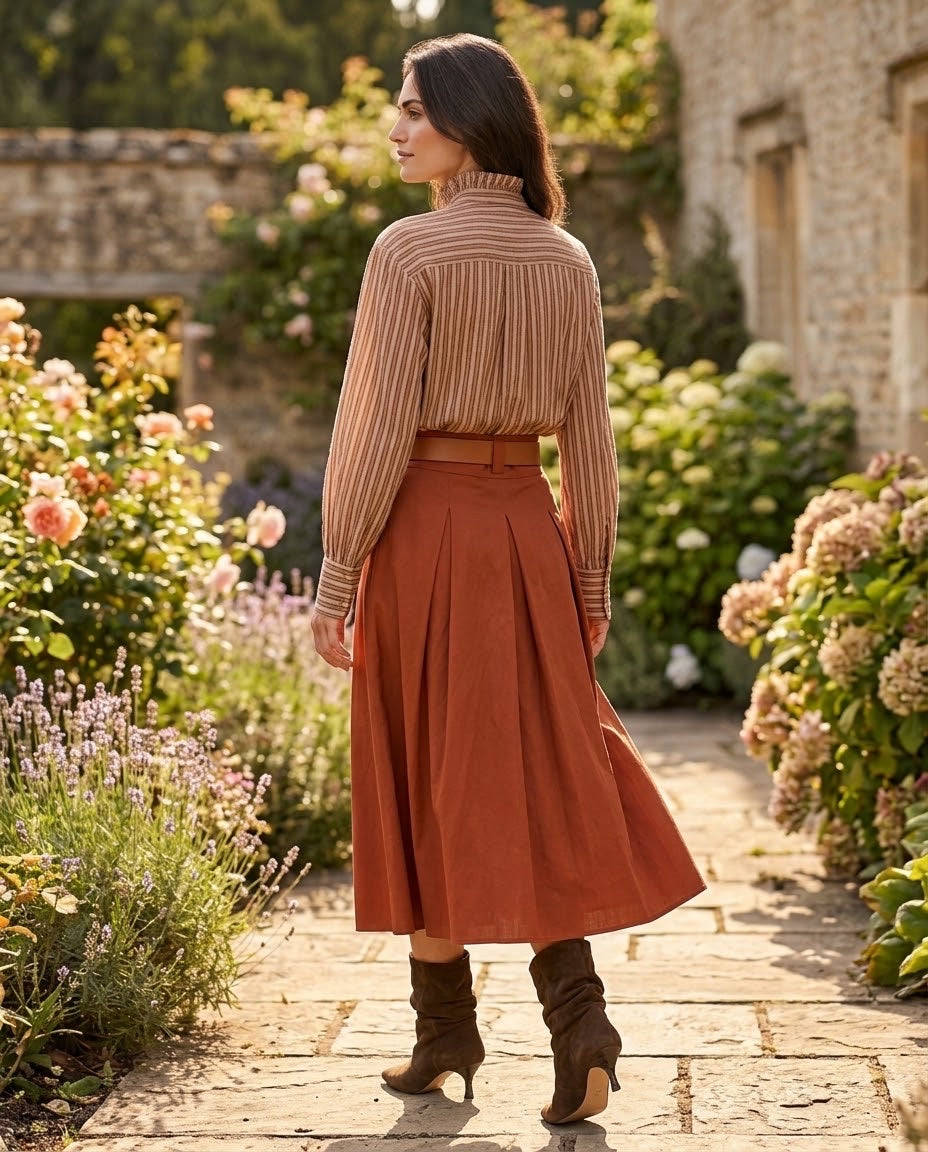 Chemise Rayée Col Volanté Terracotta, La Garde-Robe de Nina - vue 3