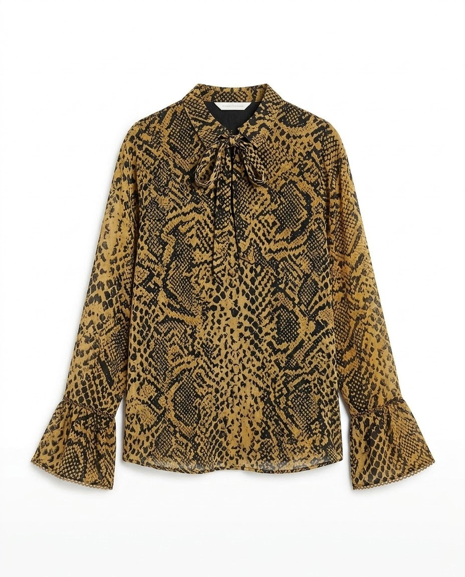 Ensemble Chemisier & Jupe Imprimé Python Camel/Noir, La Garde-Robe de Nina - vue 2
