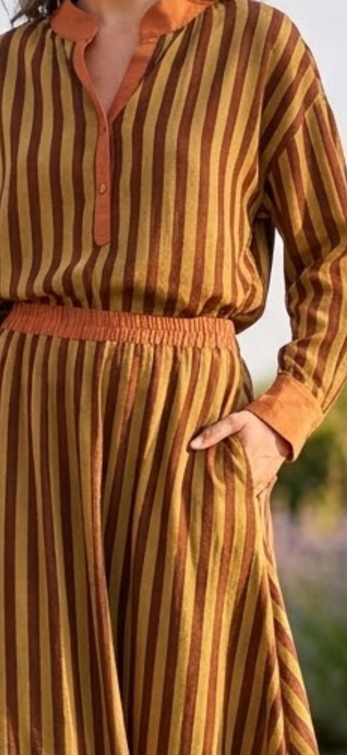 Ensemble Chemisier & Jupe Rayé Vert anis/Choco, La Garde-Robe de Nina - vue 2