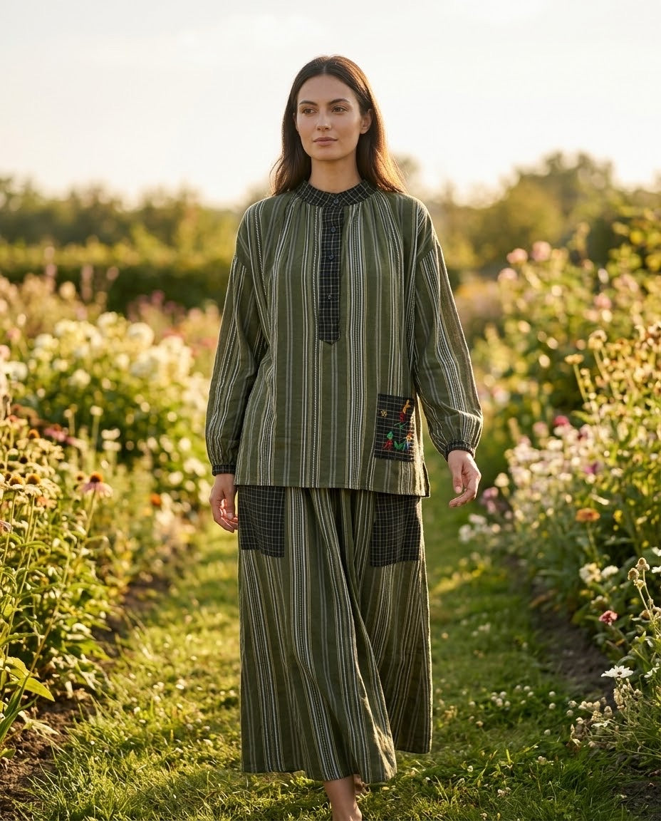 Chemisier et Jupe Rayée Brodée, La Garde-Robe de Nina - vue 2