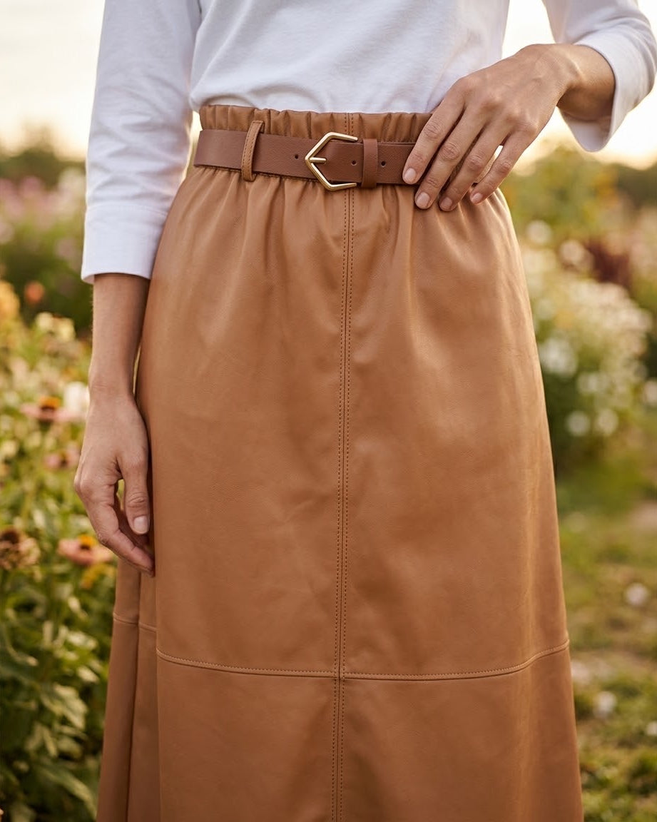 Ensemble en cuir vegan – Camel, La Garde-Robe de Nina - vue 2