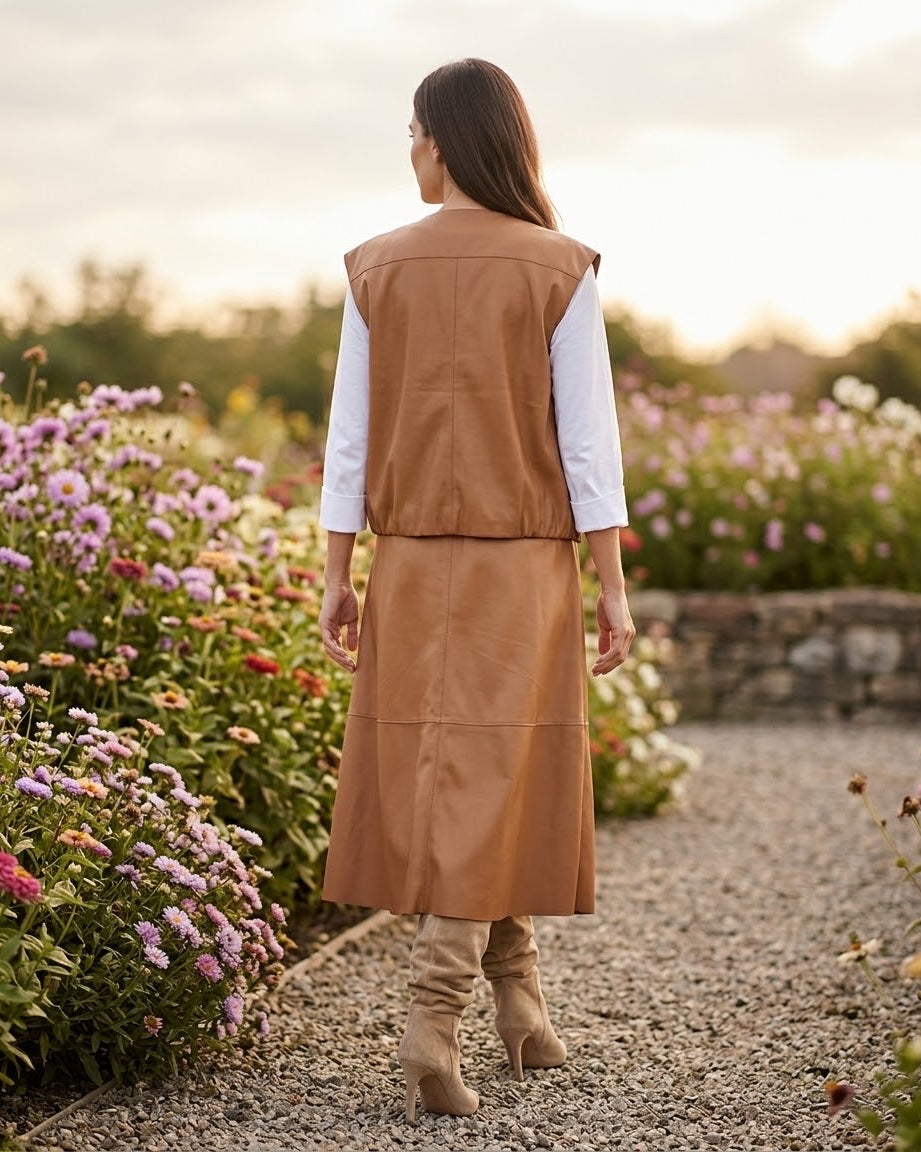 Ensemble en cuir vegan – Camel, La Garde-Robe de Nina - vue 3