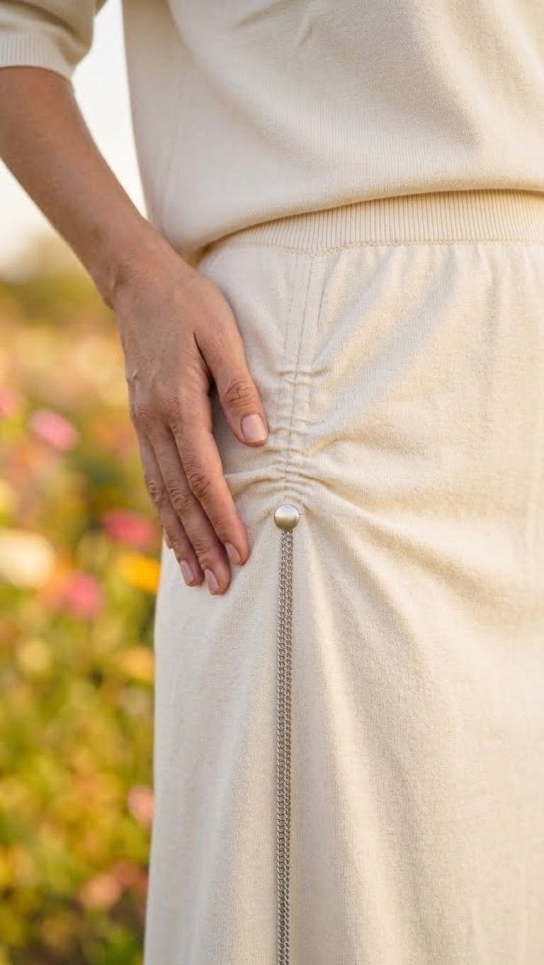 Ensemble en Maille Top & Jupe Zip Chaîne Beige, La Garde-Robe de Nina - vue 3