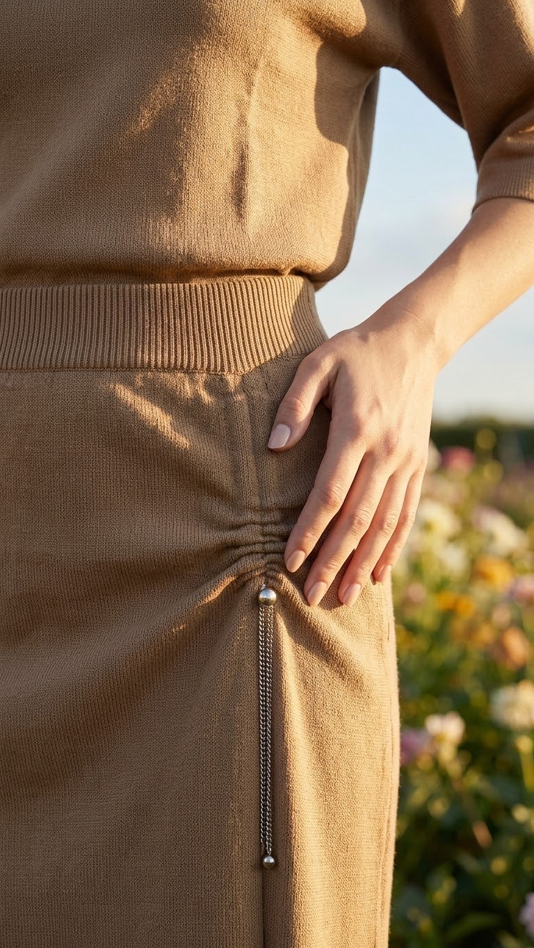 Ensemble en Maille Top & Jupe Zip Chaîne Camel, La Garde-Robe de Nina - vue 3