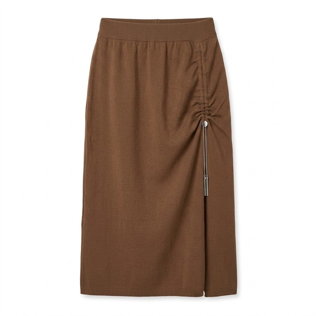 Ensemble en Maille Top & Jupe Zip Chaîne Camel, La Garde-Robe de Nina - vue 6