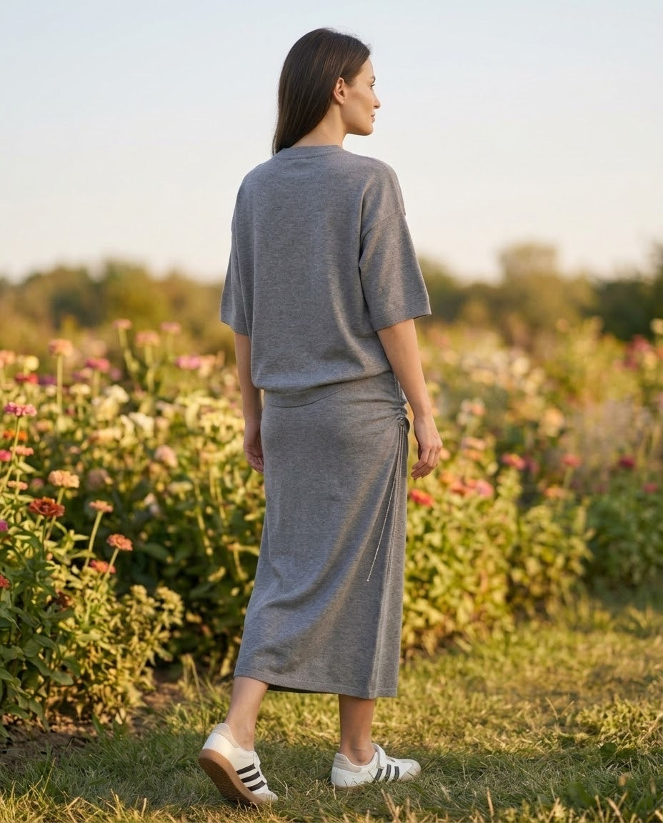 Ensemble en Maille Top & Jupe Zip Chaîne Gris, La Garde-Robe de Nina - vue 4