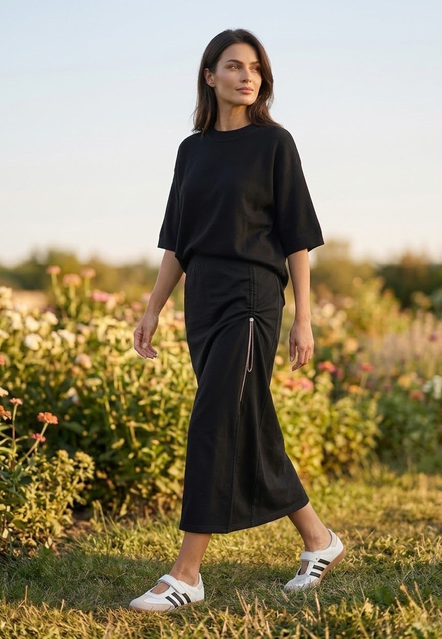 Ensemble en Maille Top & Jupe Zip Chaîne Noir, La Garde-Robe de Nina - vue 1