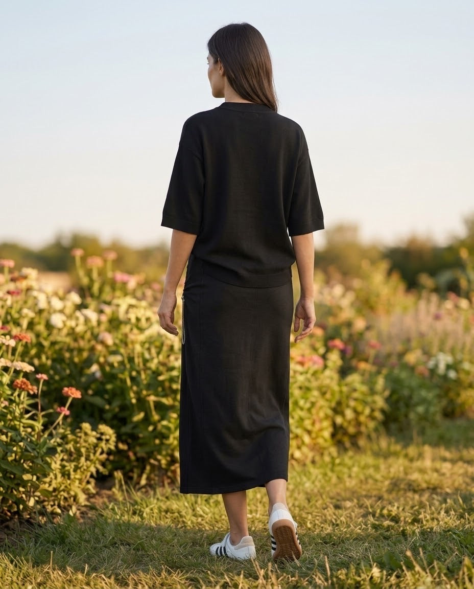 Ensemble en Maille Top & Jupe Zip Chaîne Noir, La Garde-Robe de Nina - vue 4