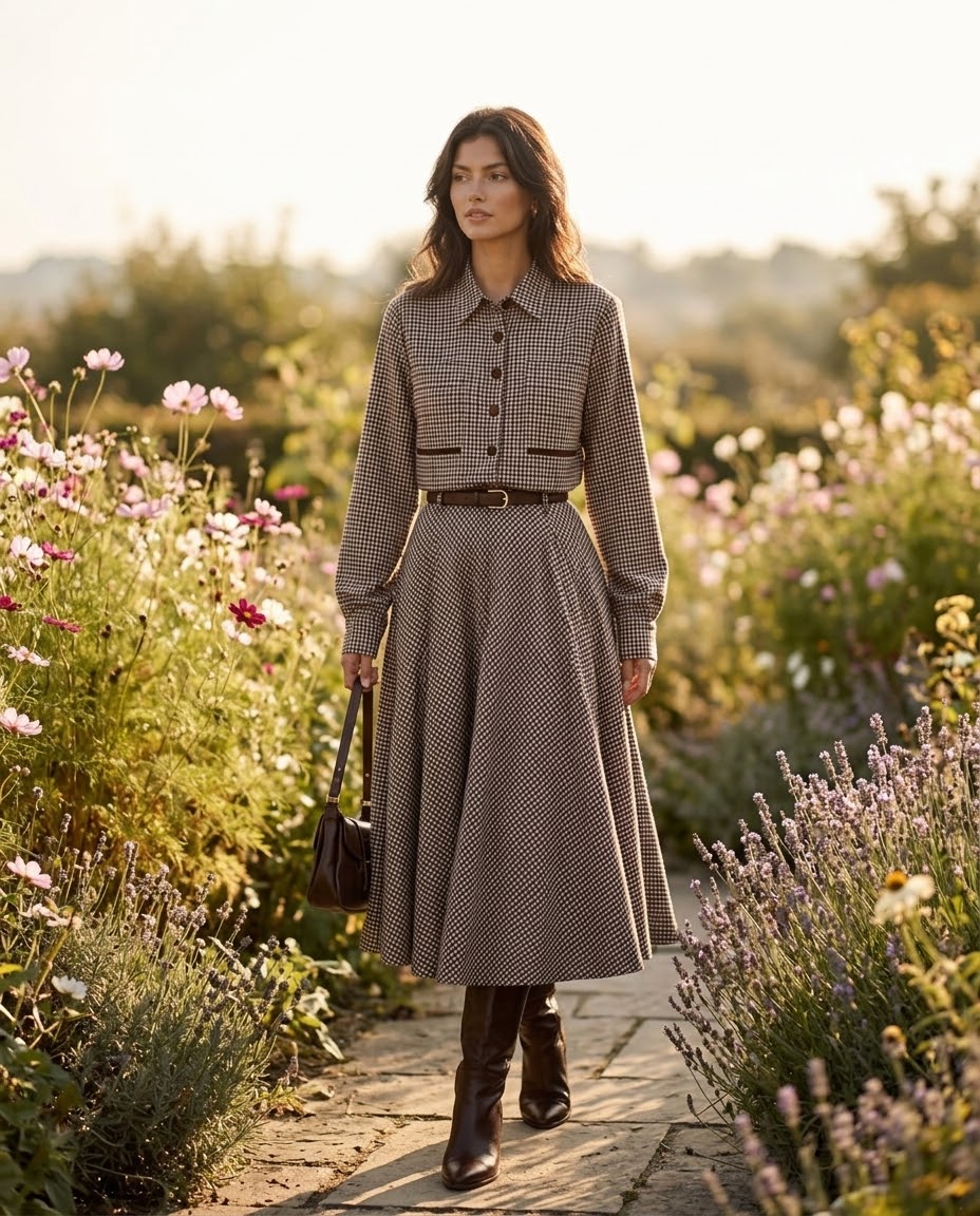 Ensemble Veste Courte & Jupe Petits Carreaux, La Garde-Robe de Nina - vue 1