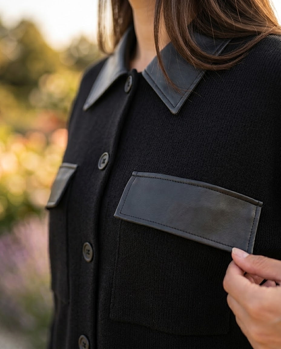 Gilet Bi-Matière Col Simili Cuir, La Garde-Robe de Nina - vue 3
