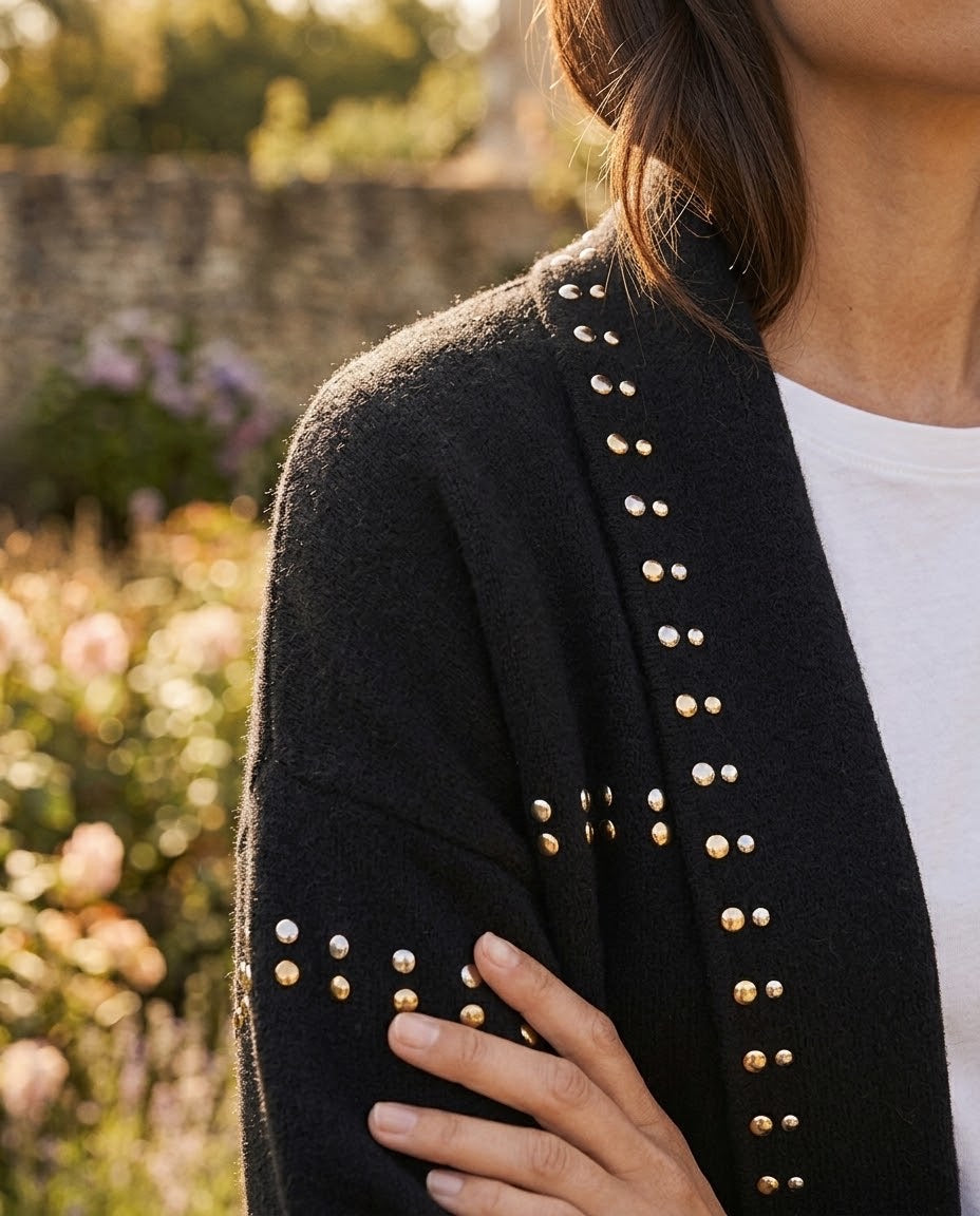 Gilet Clouté Ceinturé Noir, La Garde-Robe de Nina - vue 3