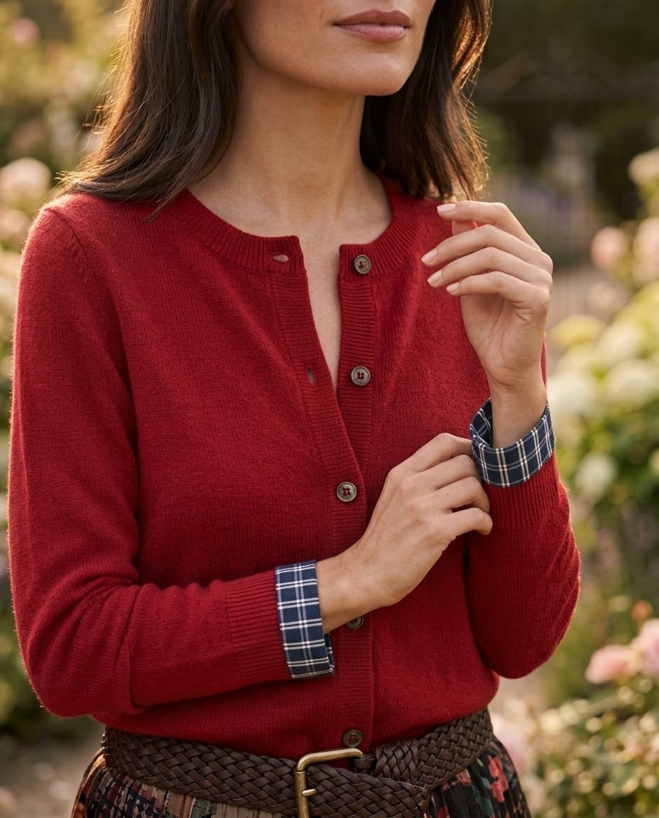 Gilet Rouge Boutons Col Rond, La Garde-Robe de Nina - vue 2