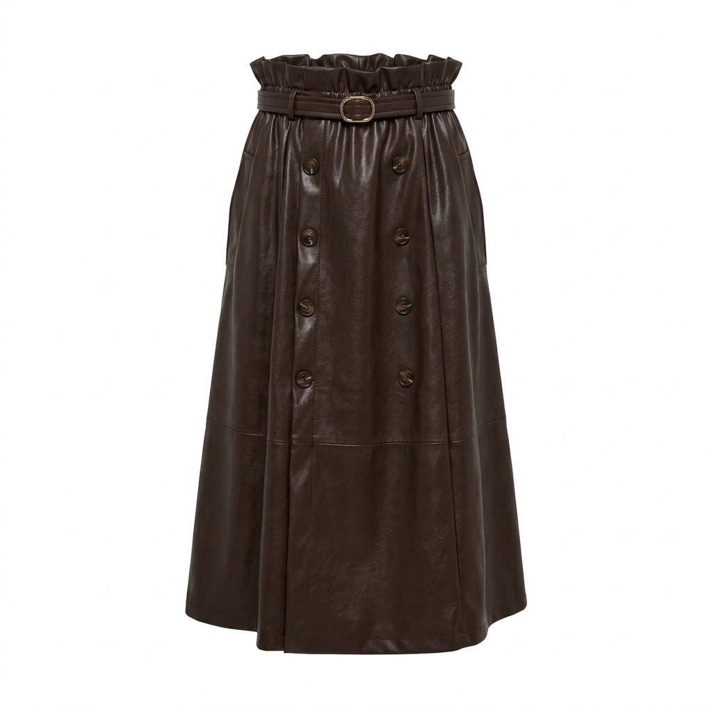 Jupe Cuir Vegan Trench Chocolat, La Garde-Robe de Nina - vue 4