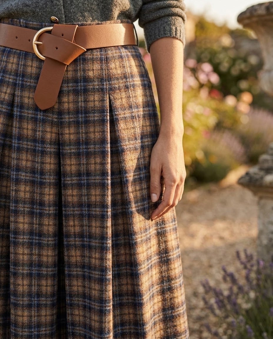 Jupe Plissée Carreaux Marine, La Garde-Robe de Nina - vue 2