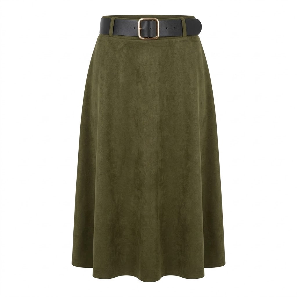 Jupe Effet Daim Kaki Ceinturée, La Garde-Robe de Nina - vue 4