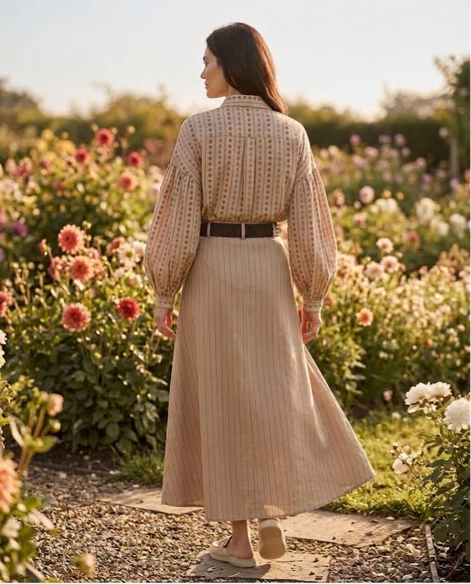 Jupe Longue Rayée Beige Ceinturée, La Garde-Robe de Nina - vue 4