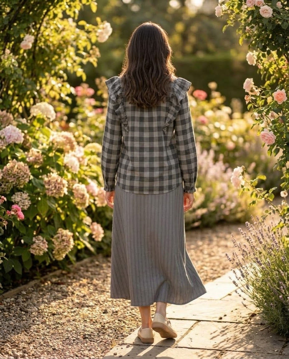 Jupe Longue Rayée Grise Ceinturée, La Garde-Robe de Nina - vue 2