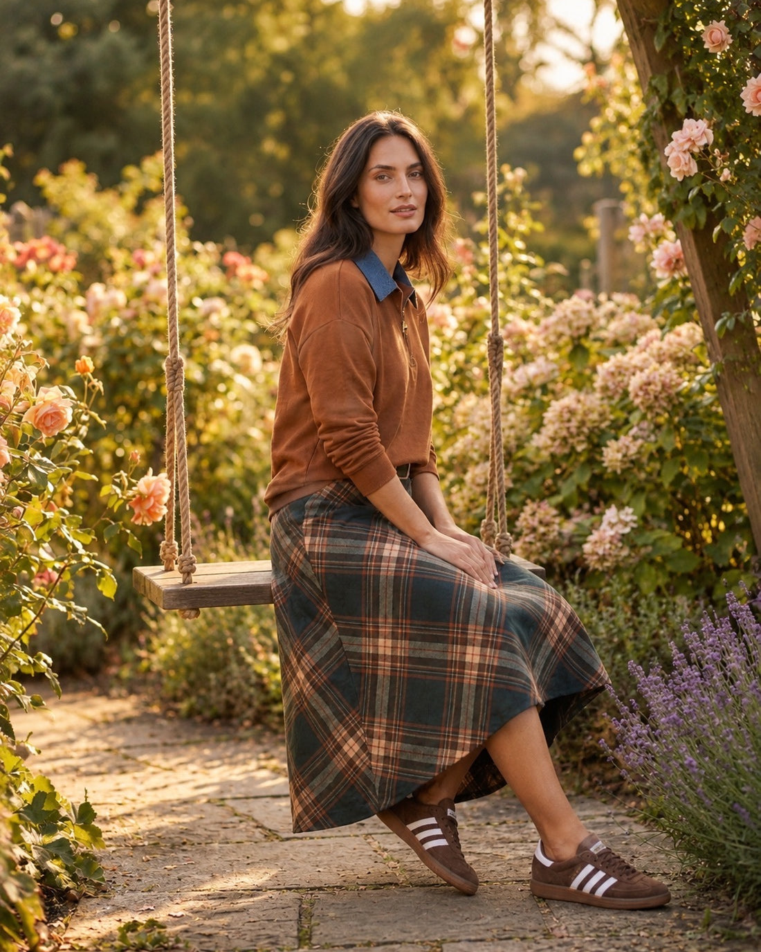 Jupe Longue Tartan Ceinturée Verte, La Garde-Robe de Nina - vue 2