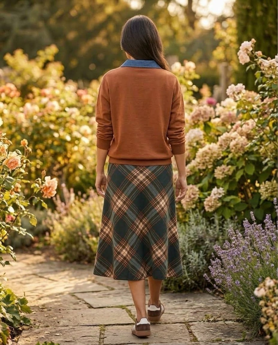 Jupe Longue Tartan Ceinturée Verte, La Garde-Robe de Nina - vue 4