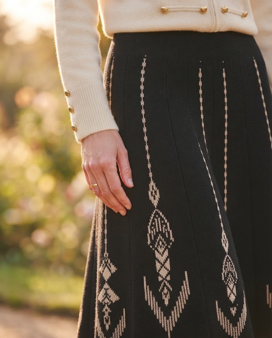 Jupe Longue Maille Jacquard Noir, La Garde-Robe de Nina - vue 2