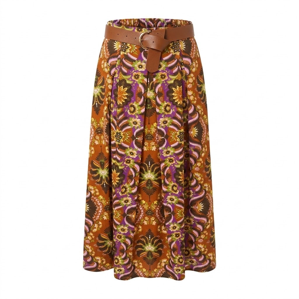 Jupe Plissée Imprimé Folklorique Multicolore, La Garde-Robe de Nina - vue 4