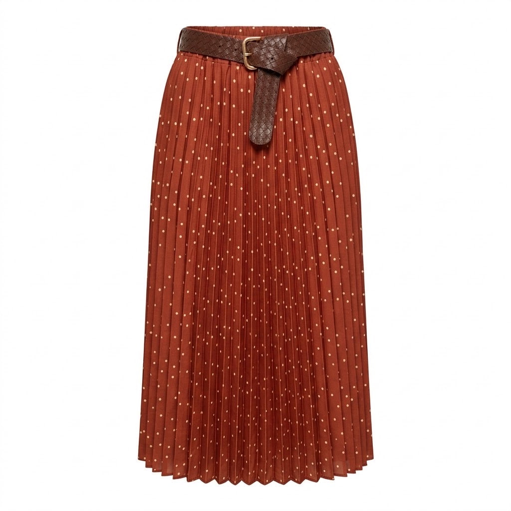 Jupe Plissée Terracotta Ceinturée, La Garde-Robe de Nina - vue 4