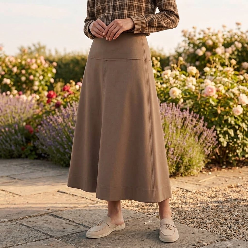 Jupe Similicuir Taupe Évasée, La Garde-Robe de Nina - vue 2
