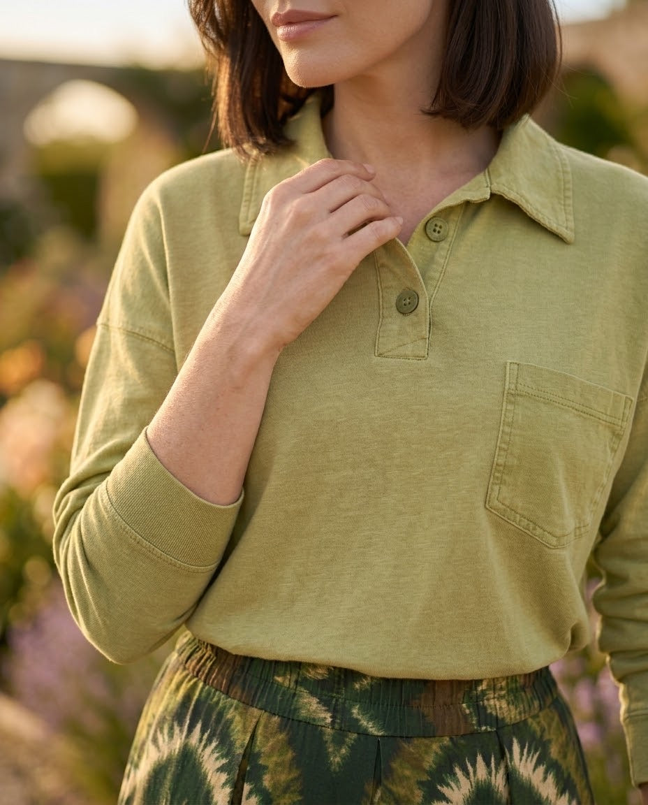 Polo Manches Longues Vert Sauge, La Garde-Robe de Nina - vue 3