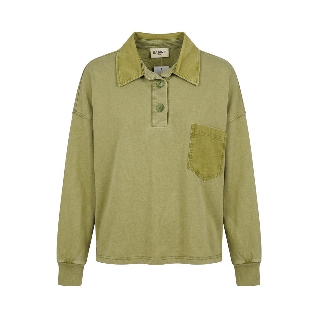Polo Manches Longues Vert Sauge, La Garde-Robe de Nina - vue 5