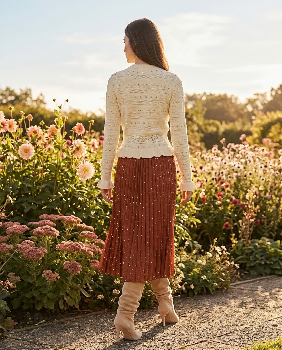 Pull Clouté Peplum Écru, La Garde-Robe de Nina - vue 4