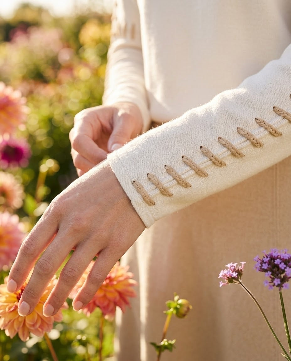 Pull Col Rond Surpiqûres Contrastées Crème, La Garde-Robe de Nina - vue 2