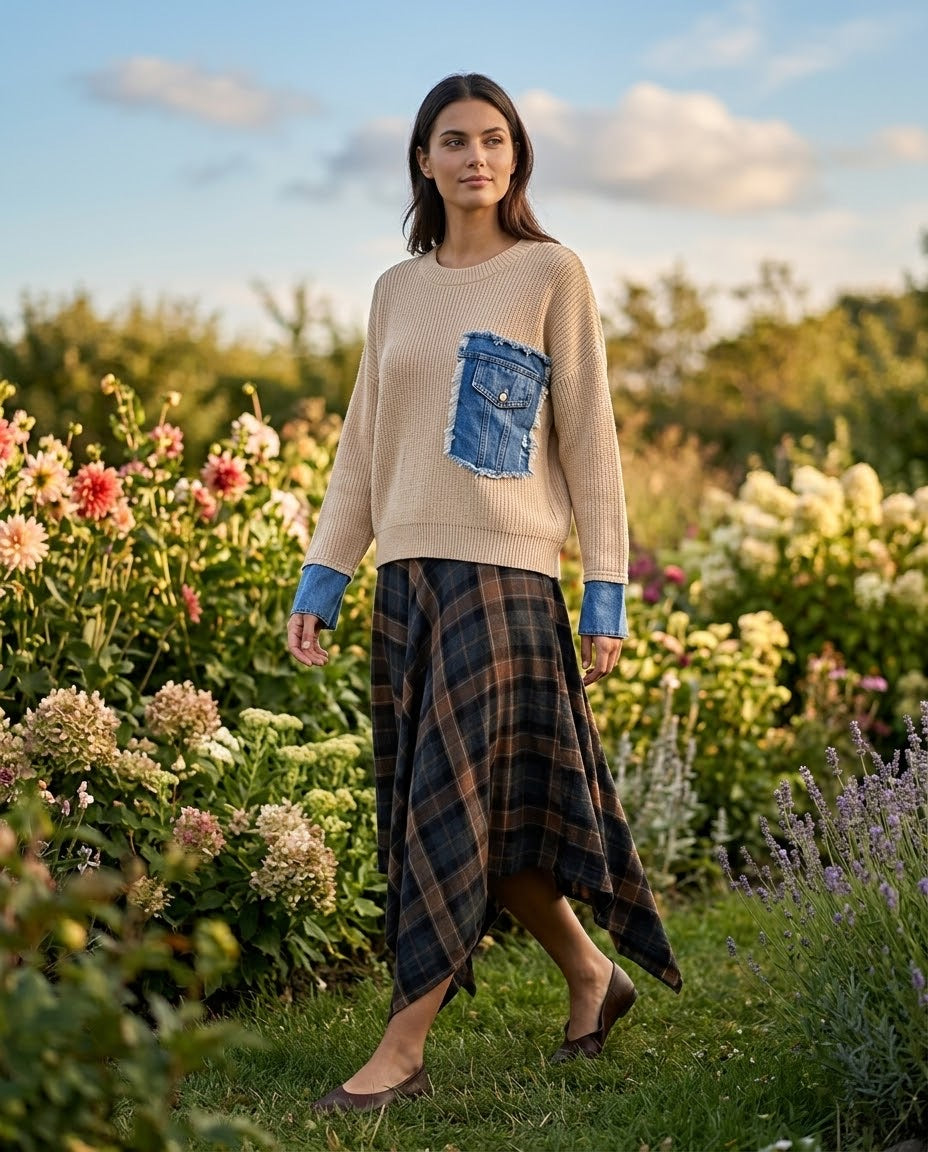 Pull Poche Plaquée Denim, La Garde-Robe de Nina - vue 1