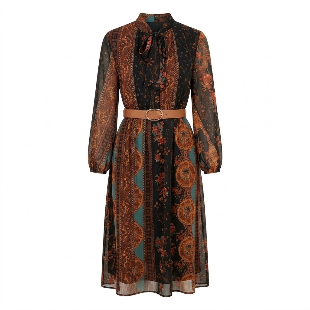 Robe Bohème Imprimé Foulard Ceinturée, La Garde-Robe de Nina - vue 4