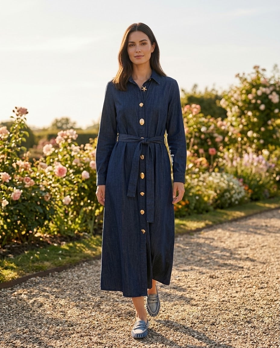 Robe Chemise en Jean Boutons Coquillages, La Garde-Robe de Nina - vue 1