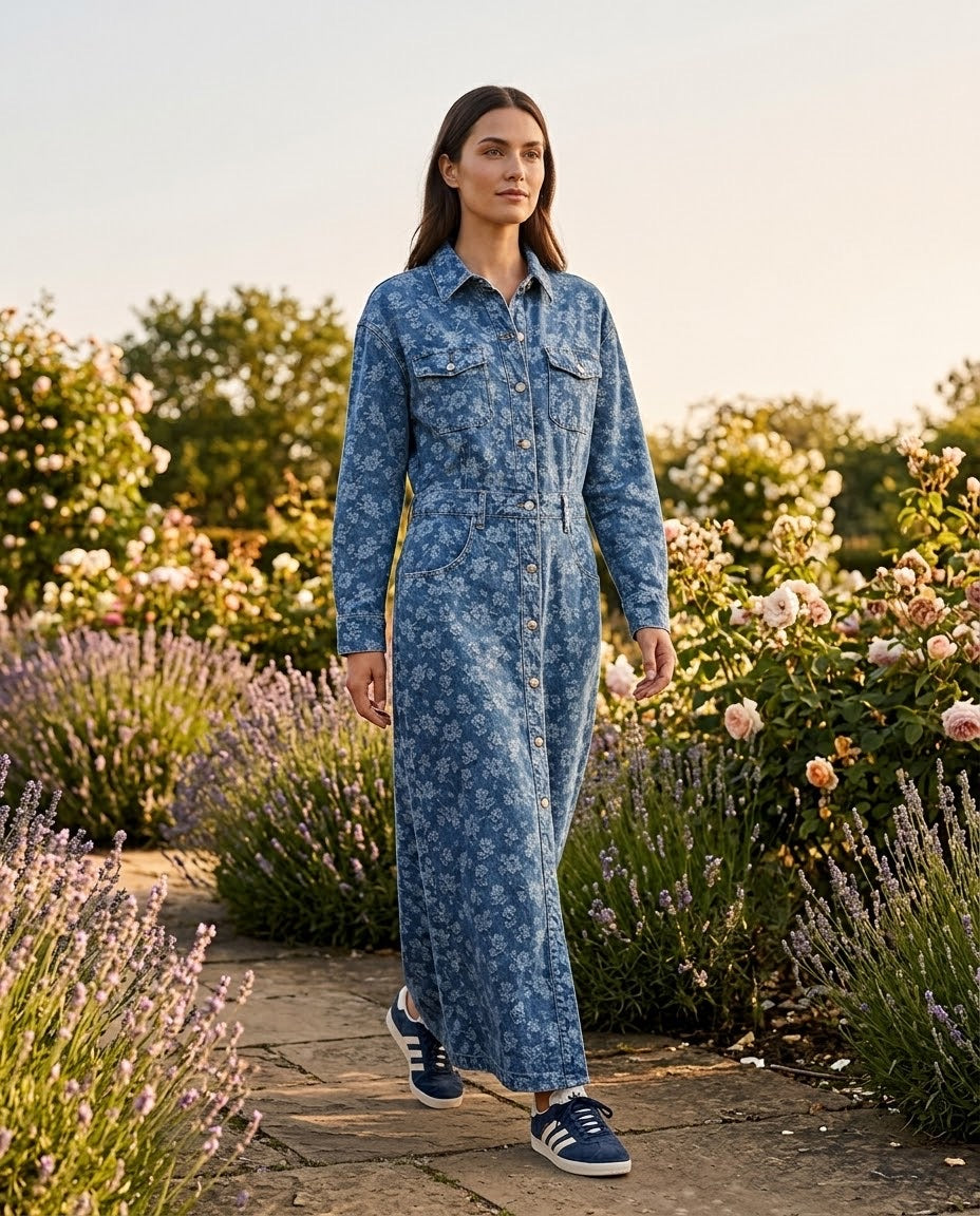 Robe Chemise en Jean Imprimé Fleuri, La Garde-Robe de Nina - vue 1