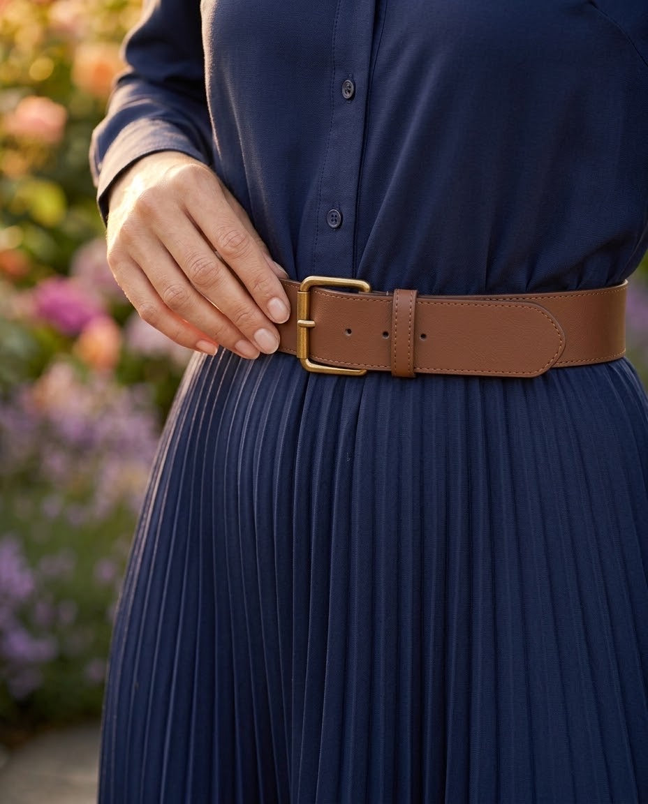 Robe Chemise Plissée Marine, La Garde-Robe de Nina - vue 3
