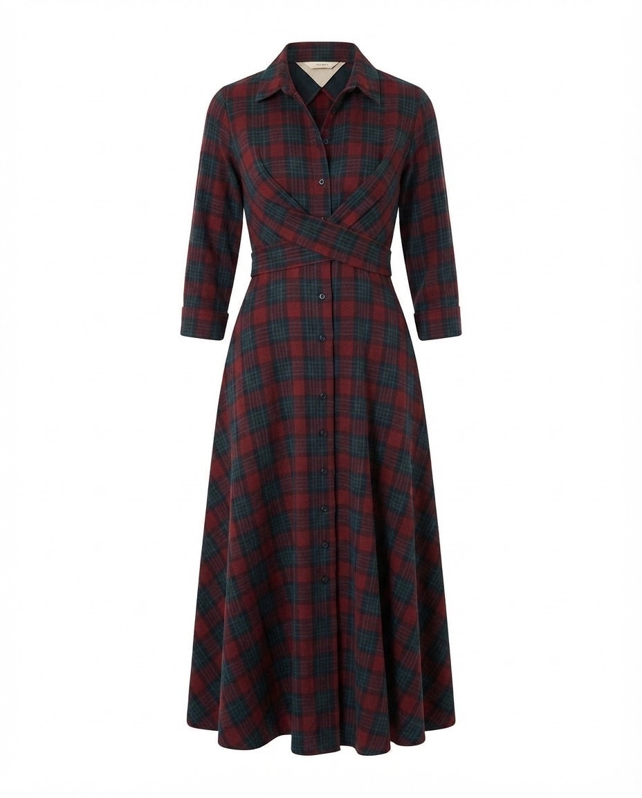 Robe Chemise Tartan Ceinture Croisée, La Garde-Robe de Nina - vue 4