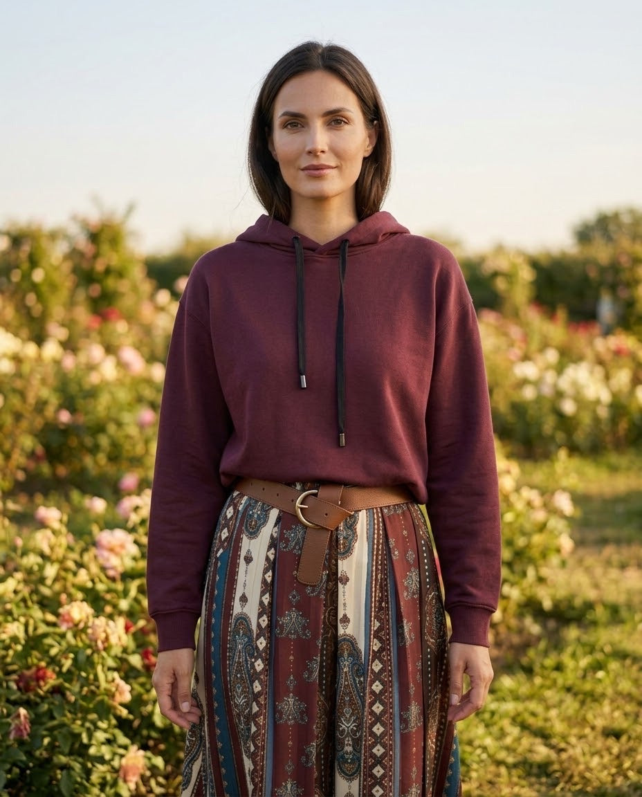 Sweat à Capuche Délavé Bordeaux, La Garde-Robe de Nina - vue 1