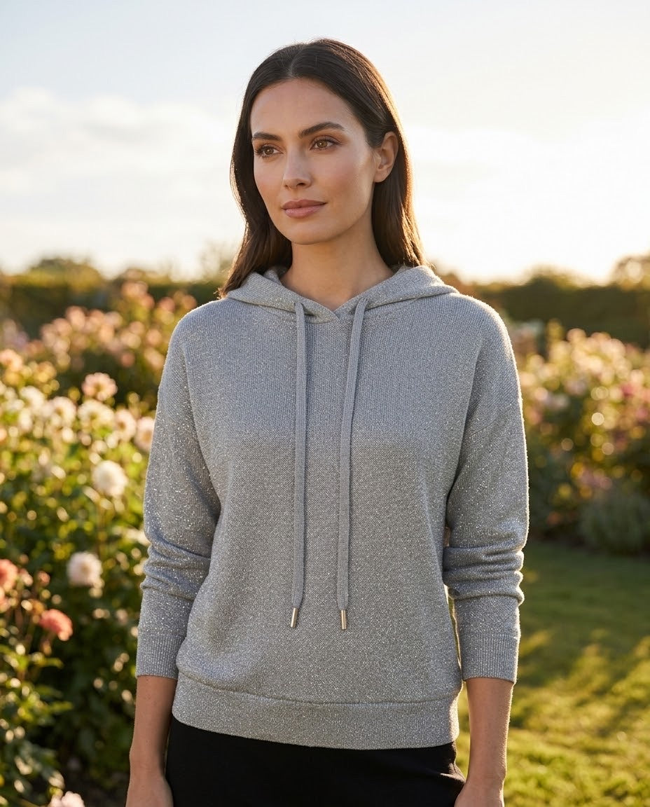 Sweat à Capuche Fils Lurex Gris, La Garde-Robe de Nina - vue 1