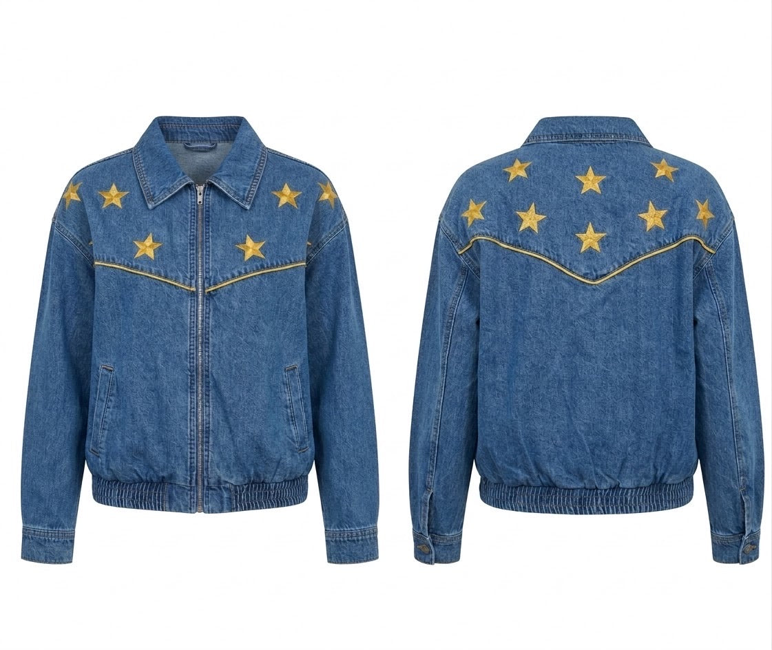 Veste en Jean Brodée Étoiles Dorées, La Garde-Robe de Nina - vue 5
