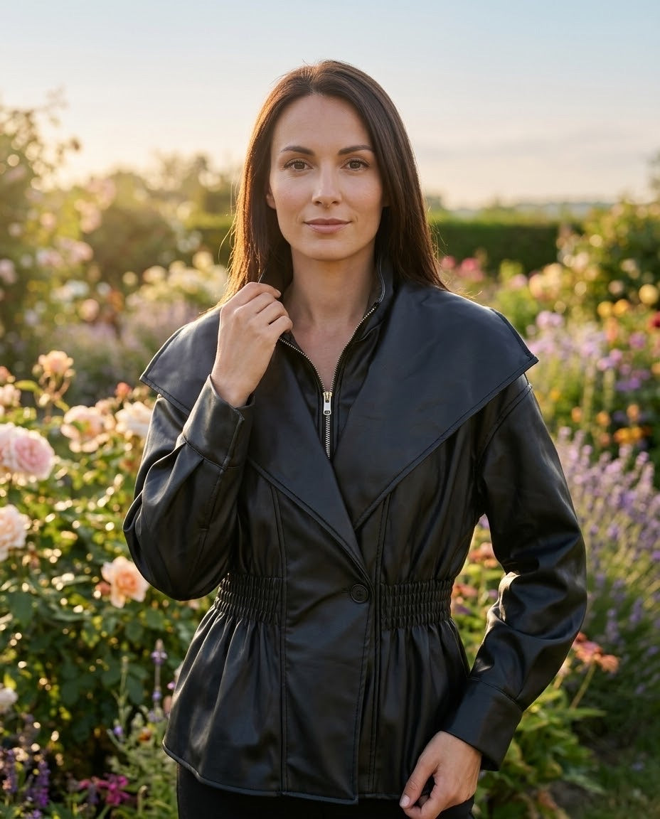 Veste Similicuir Col Châle Noir, La Garde-Robe de Nina - vue 1