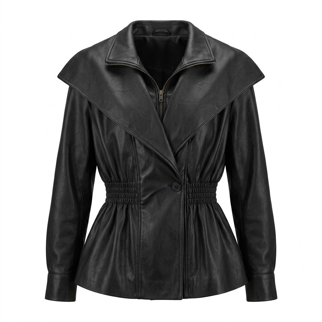 Veste Similicuir Col Châle Noir, La Garde-Robe de Nina - vue 4