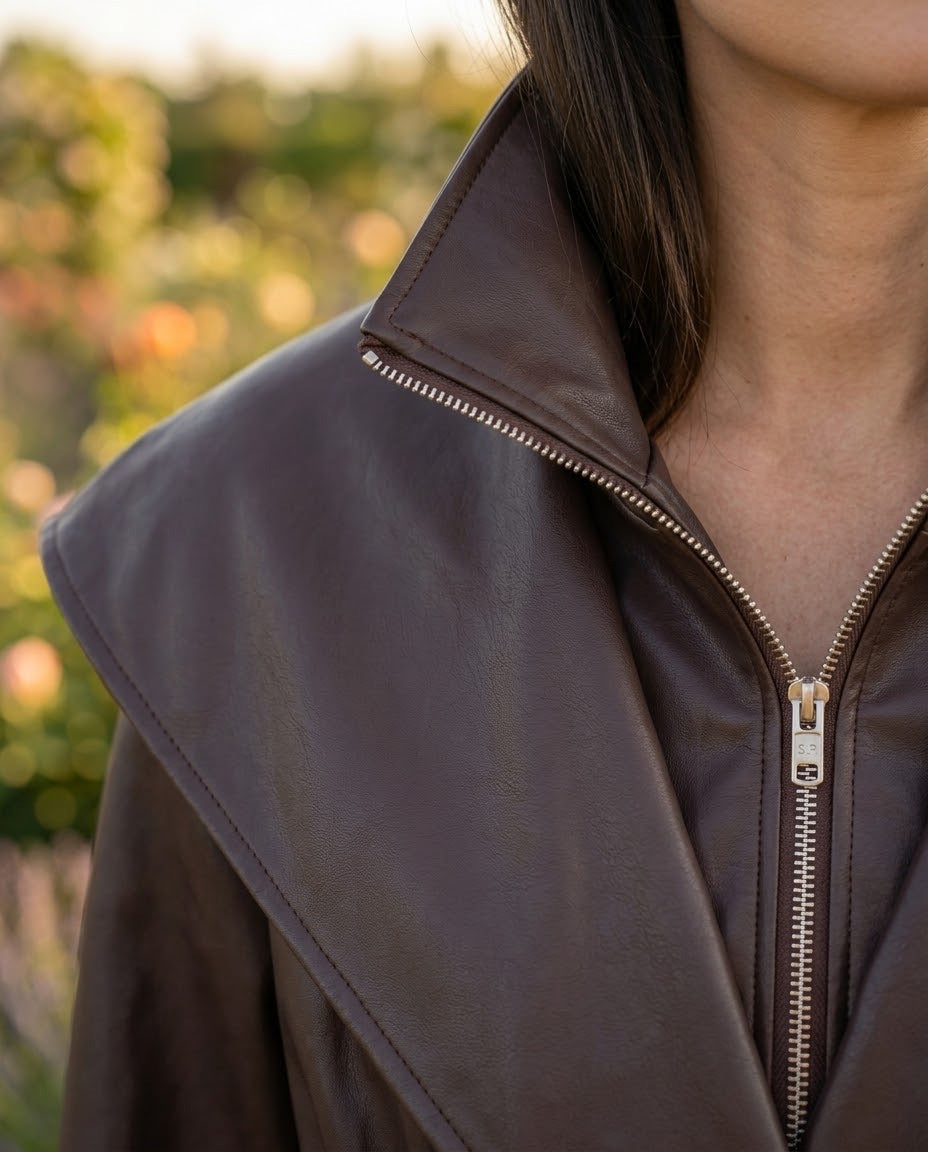 Veste Similicuir Col Châle Choco, La Garde-Robe de Nina - vue 2