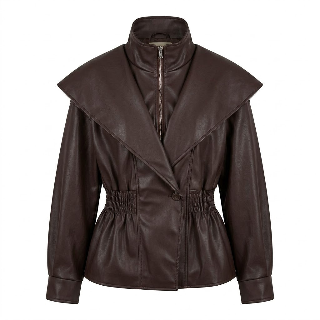 Veste Similicuir Col Châle Choco, La Garde-Robe de Nina - vue 4
