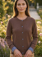 Cardigan Marron Poignets Écossais, La Garde-Robe de Nina - vue 1