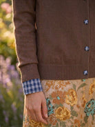 Cardigan Marron Poignets Écossais, La Garde-Robe de Nina - vue 2