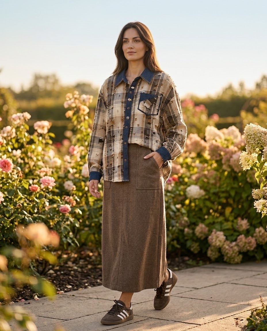 Chemise bi-matière à boutons bijoux, La Garde-Robe de Nina - vue 1