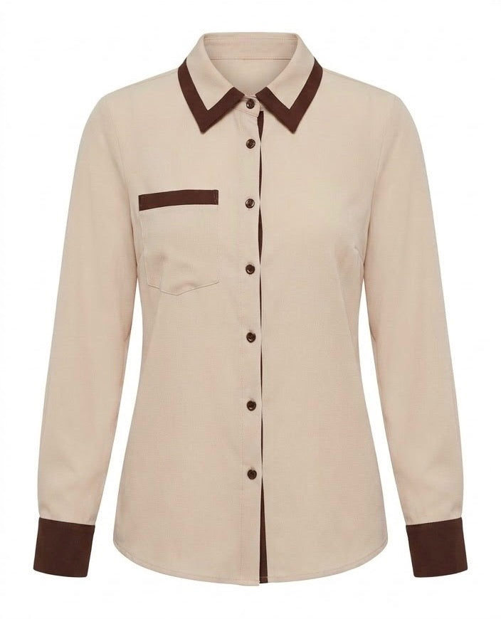 Chemise Bicolore Beige Contrastée, La Garde-Robe de Nina - vue 4